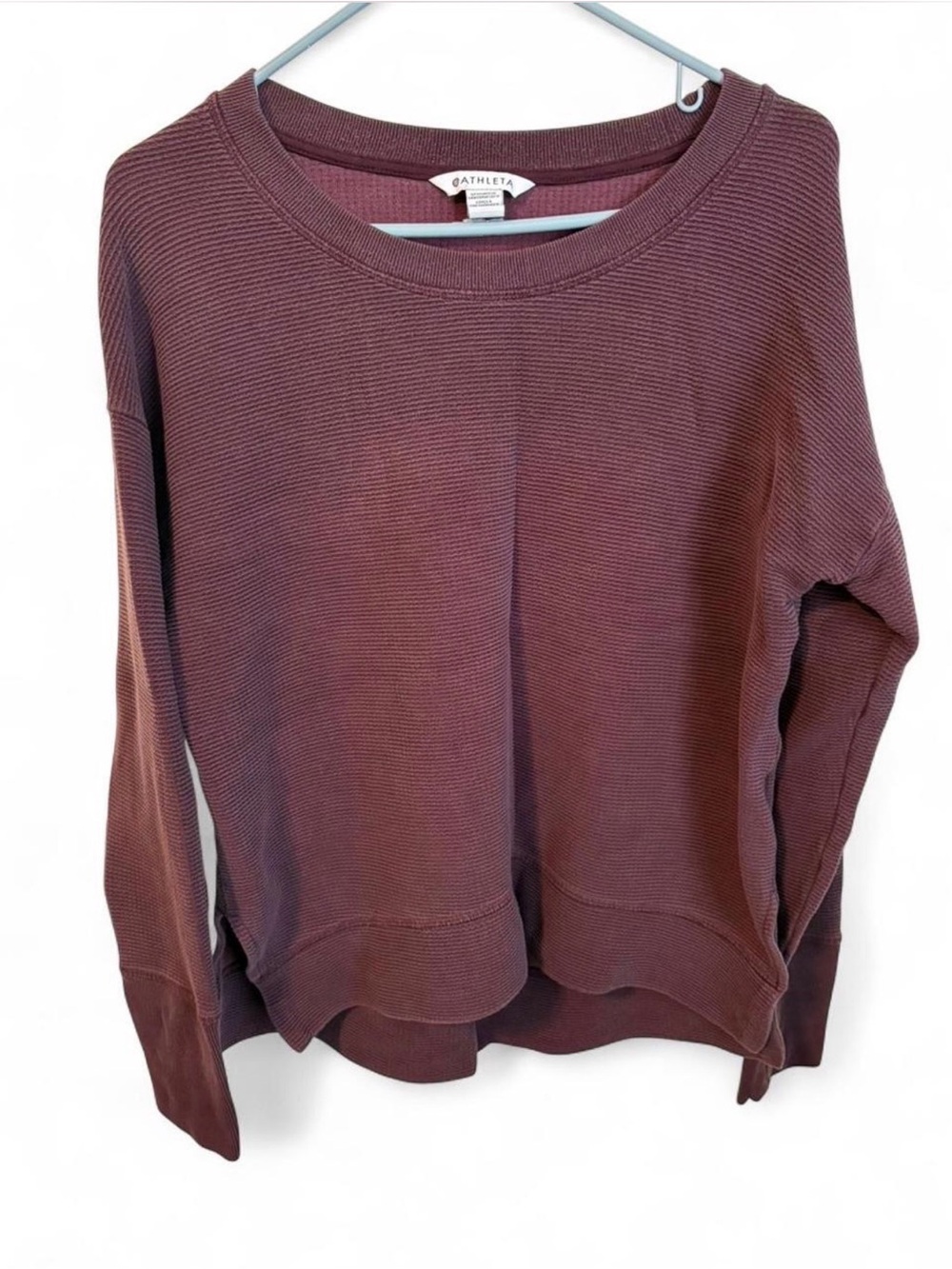 Athleta Women's Crewneck Waffle Knit Pullover - Plum